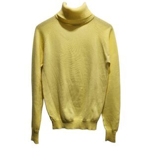 Vintage yellow turtleneck cashmilon acrylic sweater medium